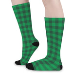 Irish Green Buffalo Check Pattern Print Long Socks
