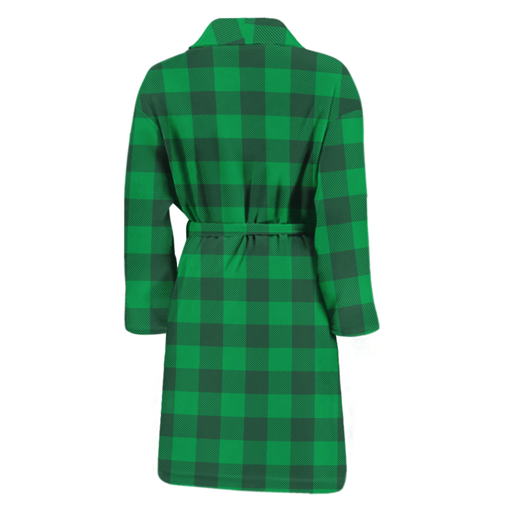 Irish Green Buffalo Check Pattern Print Men's Bathrobe