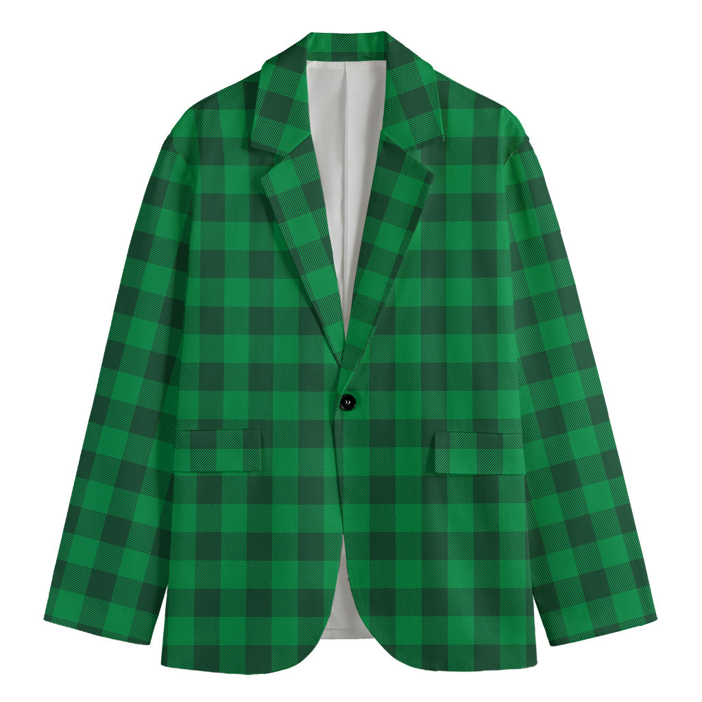 Irish Green Buffalo Check Pattern Print Men's Blazer