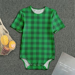 Irish Green Buffalo Check Pattern Print Men's Bodysuit