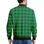 Irish Green Buffalo Check Pattern Print Men's Bomber Jacket