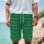Irish Green Buffalo Check Pattern Print Men's Cargo Shorts