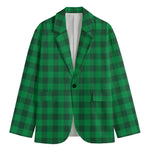 Irish Green Buffalo Check Pattern Print Men's Cotton Blazer
