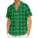 Irish Green Buffalo Check Pattern Print Men's Deep V-Neck Shirt