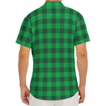 Irish Green Buffalo Check Pattern Print Men's Deep V-Neck Shirt