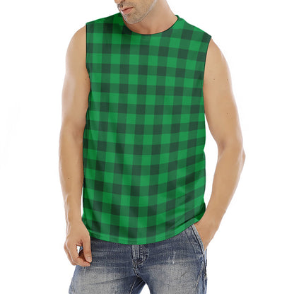 Irish Green Buffalo Check Pattern Print Men's Fitness Tank Top