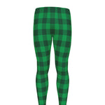 Irish Green Buffalo Check Pattern Print Men's leggings
