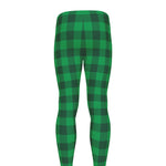 Irish Green Buffalo Check Pattern Print Men's leggings