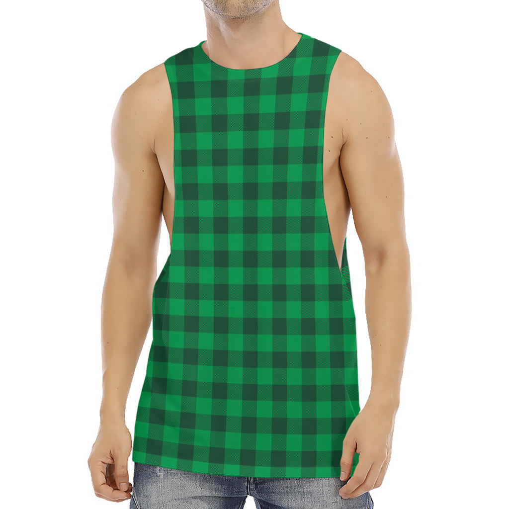 Irish Green Buffalo Check Pattern Print Men's Muscle Tank Top