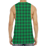 Irish Green Buffalo Check Pattern Print Men's Muscle Tank Top