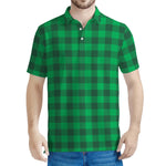 Irish Green Buffalo Check Pattern Print Men's Polo Shirt