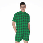 Irish Green Buffalo Check Pattern Print Men's Rompers