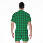 Irish Green Buffalo Check Pattern Print Men's Rompers