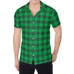 Irish Green Buffalo Check Pattern Print Men's Shirt