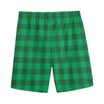 Irish Green Buffalo Check Pattern Print Men's Sports Shorts