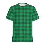 Irish Green Buffalo Check Pattern Print Men's Sports T-Shirt