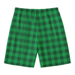 Irish Green Buffalo Check Pattern Print Men's Swim Trunks