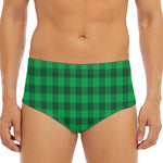 Irish Green Buffalo Check Pattern Print Men's Triangle Swim Briefs