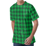Irish Green Buffalo Check Pattern Print Men's Velvet T-Shirt
