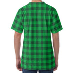 Irish Green Buffalo Check Pattern Print Men's Velvet T-Shirt