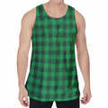 Irish Green Buffalo Check Pattern Print Men's Velvet Tank Top