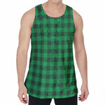 Irish Green Buffalo Check Pattern Print Men's Velvet Tank Top