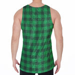 Irish Green Buffalo Check Pattern Print Men's Velvet Tank Top
