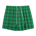 Irish Green Buffalo Check Pattern Print Mesh Shorts