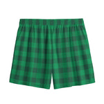 Irish Green Buffalo Check Pattern Print Mesh Shorts