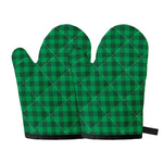 Irish Green Buffalo Check Pattern Print Oven Mitts