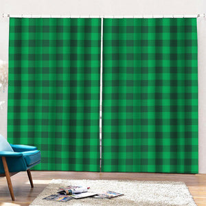 Irish Green Buffalo Check Pattern Print Pencil Pleat Curtains