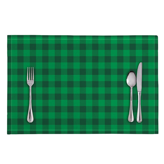 Irish Green Buffalo Check Pattern Print Placemat