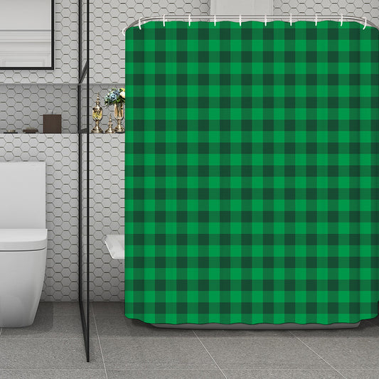 Irish Green Buffalo Check Pattern Print Polyester Shower Curtain