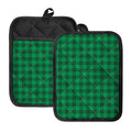 Irish Green Buffalo Check Pattern Print Pot Holders With Pocket