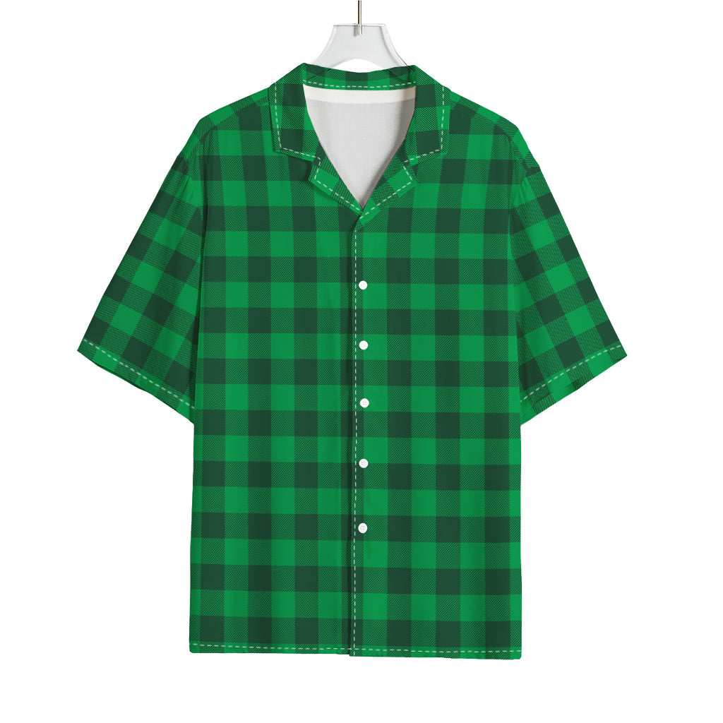 Irish Green Buffalo Check Pattern Print Rayon Hawaiian Shirt