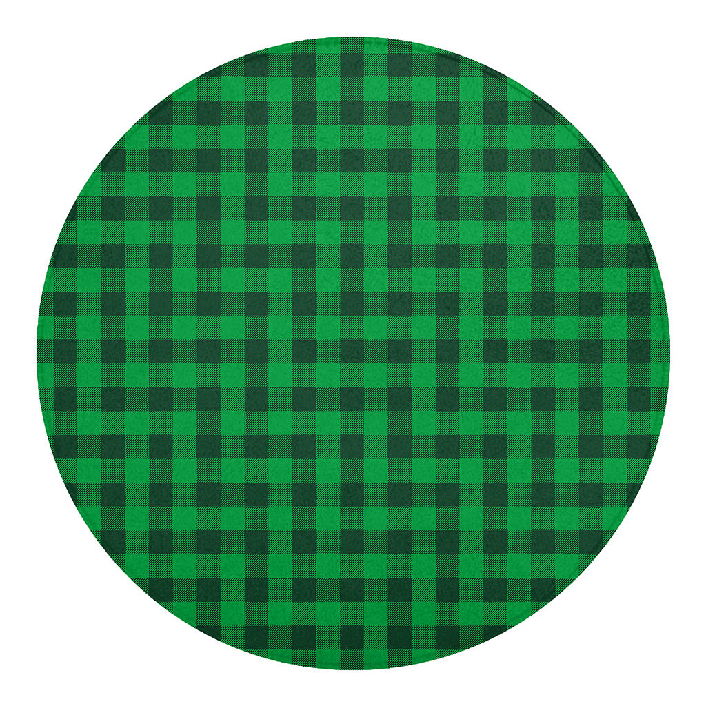 Irish Green Buffalo Check Pattern Print Round Blanket