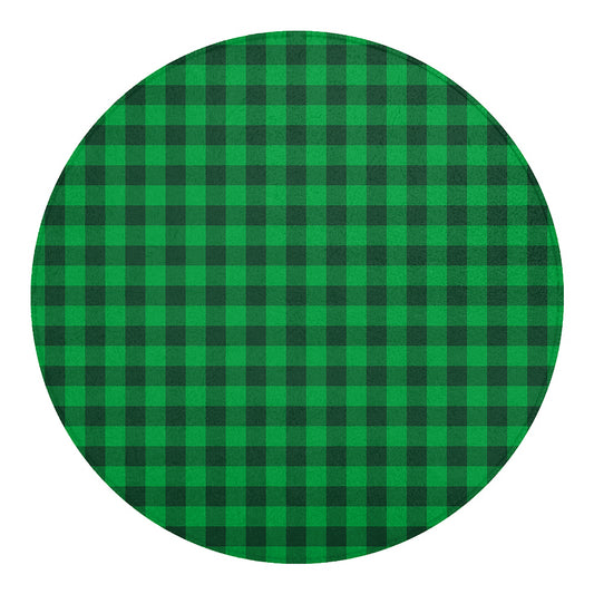 Irish Green Buffalo Check Pattern Print Round Blanket