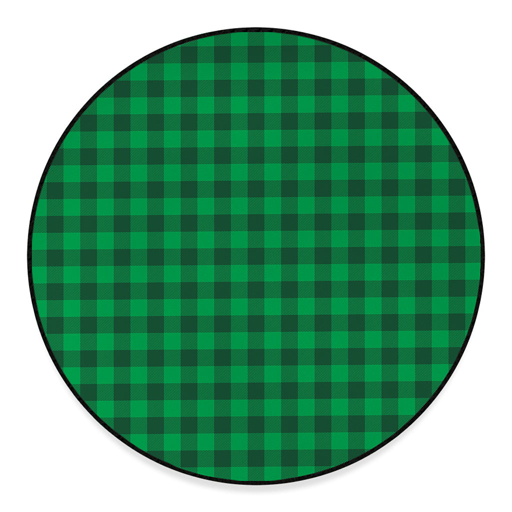 Irish Green Buffalo Check Pattern Print Round Floor Mat