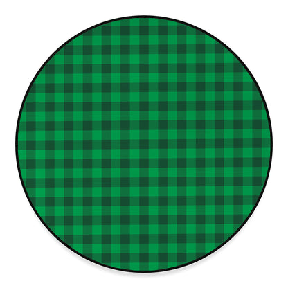 Irish Green Buffalo Check Pattern Print Round Floor Mat