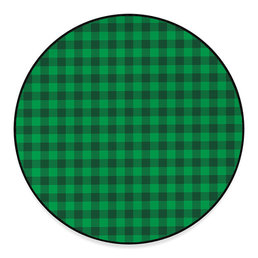 Irish Green Buffalo Check Pattern Print Round Floor Mat