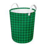 Irish Green Buffalo Check Pattern Print Round Laundry Basket
