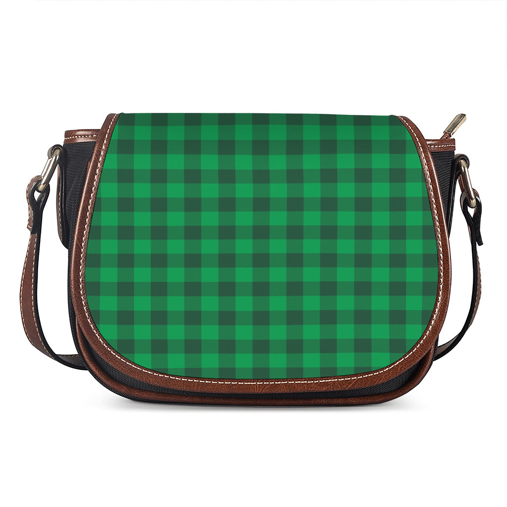 Irish Green Buffalo Check Pattern Print Saddle Bag