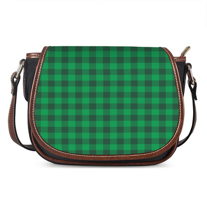 Irish Green Buffalo Check Pattern Print Saddle Bag