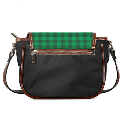 Irish Green Buffalo Check Pattern Print Saddle Bag