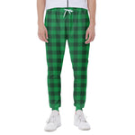 Irish Green Buffalo Check Pattern Print Scuba Joggers