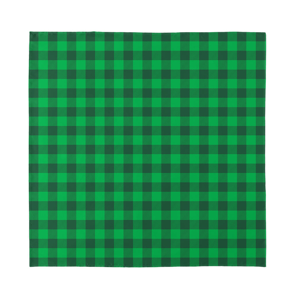Irish Green Buffalo Check Pattern Print Silk Bandana