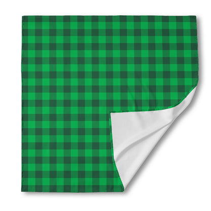 Irish Green Buffalo Check Pattern Print Silk Bandana