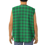 Irish Green Buffalo Check Pattern Print Sleeveless Baseball Jersey