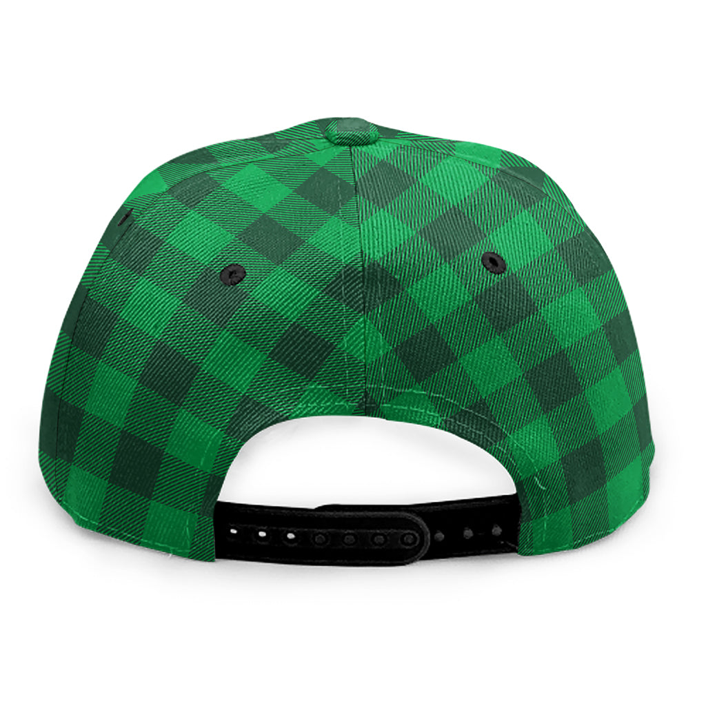 Irish Green Buffalo Check Pattern Print Snapback Cap