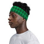 Irish Green Buffalo Check Pattern Print Sports Headband